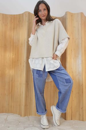 Anine Soft Touch Patch Jogger Washed Denim